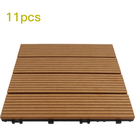 Pack de 11 dalles de terrasse 1m² en bois composite – Résistant à l'humidité et aux insectes – Antidérapant et facile à installer – Jeobest (1/5)