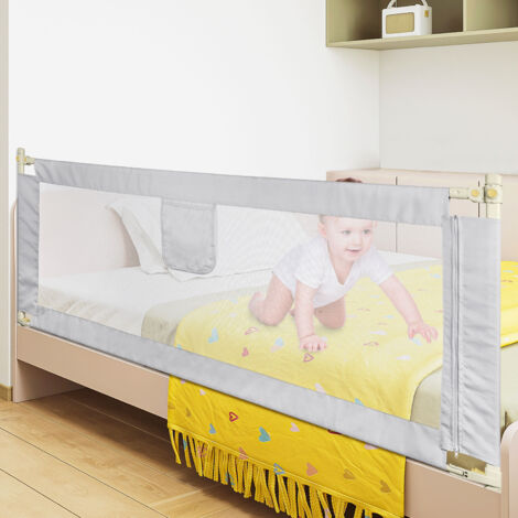 Barrière de Lit pour Bébés, Enfants et Adults, 1.5m Barriere de lit Anti-Chute，gris clair