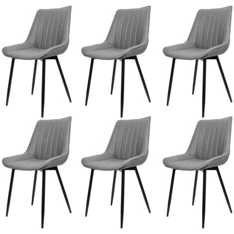 Lot de 6 Chaises de Salle à Manger Siège Moderne Sièges Rembourré gris clair (1/5)