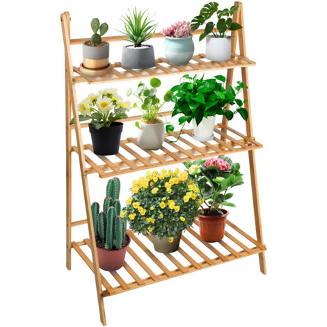 Support Plantes Intérieur Extérieur Support présentoir pour plantes en bois pliable Pour Fenêtre Coin Salon Balcon Jardin Bureau (1/5)