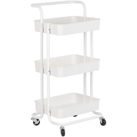 Yongqing – Chariot à 3 niveaux desserte à roulettes pour cuisine et salle de bain – Matériau plastique ABS et acier – Dimensions 43x36x86cm – 4 roulettes renforcées