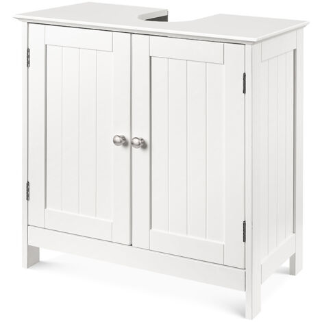 Yongqing – Meuble bas de salle de bain 60×30×60cm – Bois MDF peint blanc – 2 portes pour rangement optimisé – Style campagnard classique