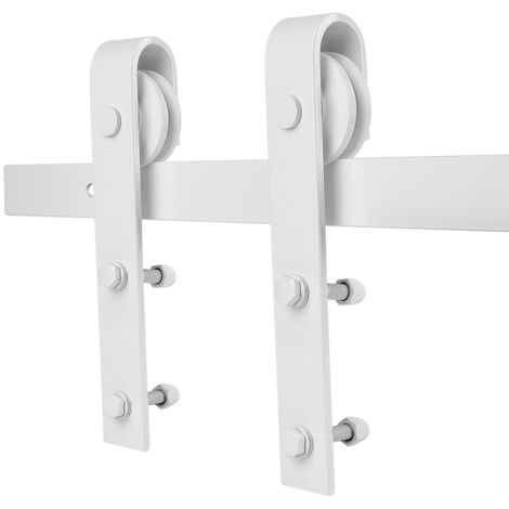 Rail de porte coulissante 200cm – Système de voie industrielle en acier au carbone – Roue de poulie silencieuse – Pour espaces confinés – Jeobest