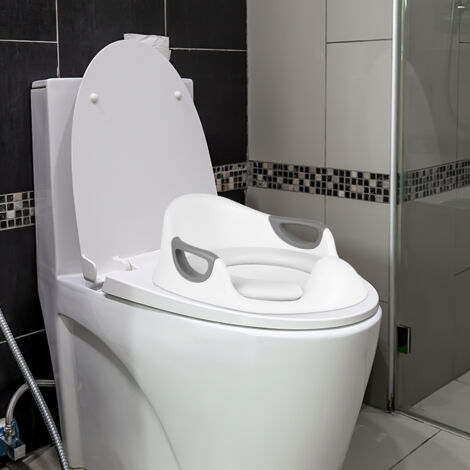 Réducteur de Toilette Rehausseur WC Enfant Siège d'entraînement de Toilette Pot Taille Bébé Anneau de toilette pour Enfant (Blanc)