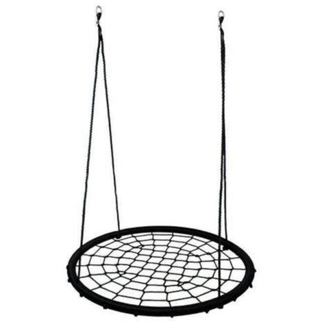 Balançoire nid d'oiseau 100 cm à suspendre ajustable – Charge 200 kg – Corde PE et tuyau acier – Pour enfants et adultes – Noir – Jeobest (1/5)
