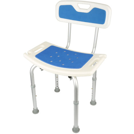 Tabouret de Douche Hauteur réglable 40-57cm Siège de Douche antidérapant avec Dossier blanc-bleu (1/5)