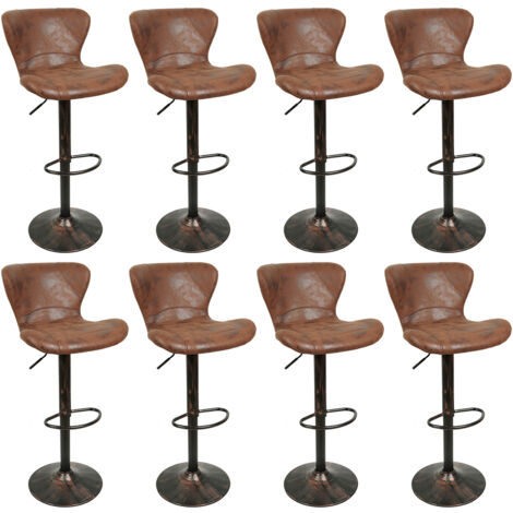 Lot de 8 Tabouret de Bar Rétro avec Dossier et Repose-Pieds Chaises Rembourrés en Suède Marro Pieds en Métal Noir et Or (1/5)
