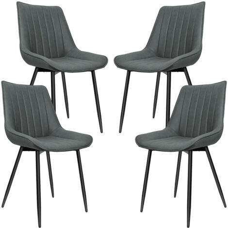 Lot de 4 Chaises de Salle à Manger, Siège Moderne, Sièges Rembourré, gris foncé (1/5)