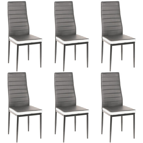 Lot de 6 Chaises de Salle à Manger,Chaise de Cuisine Cuir synthétique,pour Salle à Manger,Cuisine,Salle de Réunion,gris + blanc (1/5)