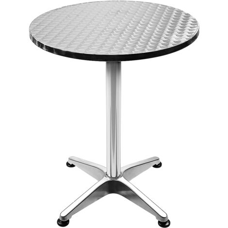 Table bistro haute de bar Aluminium Réglage en hauteur 70/110 cm Ø 60 cm Meuble Terrasse Salon - argent