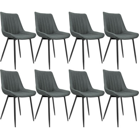 Lot de 8 Chaises de Salle à Manger, Siège Moderne, Sièges Rembourré, gris foncé (1/5)
