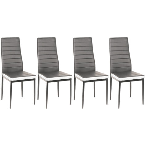 Lot de 4 Chaises de Salle à Manger,PU,gris + blanc (1/5)