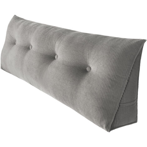 OHMG XXL Coussin De Lecture Compensé 180CM - Gros Coussin Canapé Triangulaire Gris, Oreiller Dossier Soutien Lombaire Et Tête De Lit