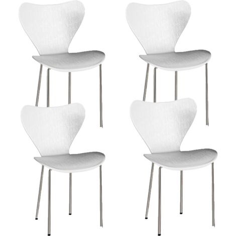 Lot de 4 chaises de salle à manger en plastique pour la maison et le bureau Blanc (1/5)