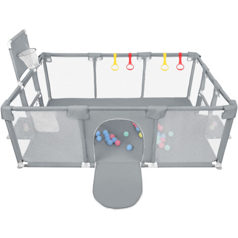 Parc bébé, barrière de sécurité, clôture pour enfants, Center Garden Toys, 180x120x66cm, gris foncé