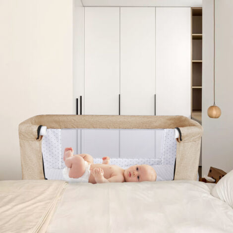 Lit Bébé MoMi REVO 2 En 1 Réglable - Lit Cododo Avec Moustiquaire Et Arceau De Jeu Pour Nouveau-né