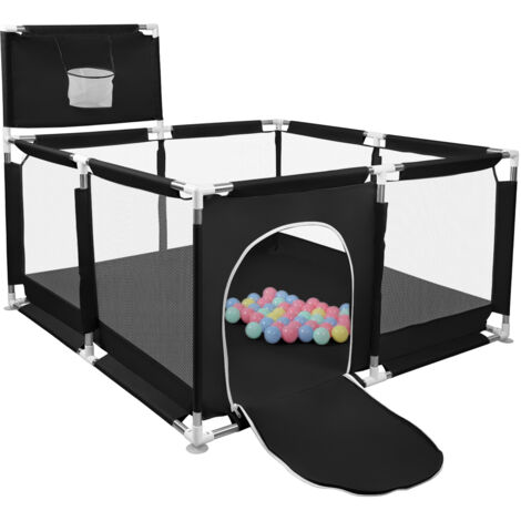 Parc pour bébé, barrière de sécurité, clôture pour enfants, aire de jeux extérieure et intérieure, centre d'activités pour enfants, jouet de jardin, 126 x 126 x 66 cm, noir