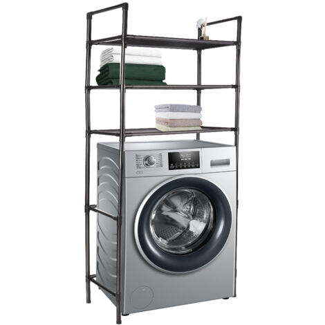 Haloyo® Étagère de toilette, Support de rangement de toilette à 3 niveaux, Meuble étagère dessus WC, 150x70x26cm, noir