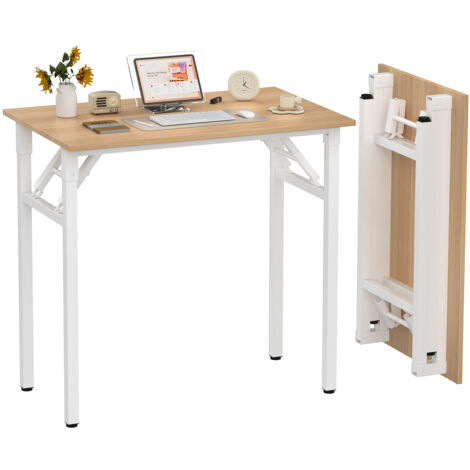 Haloyo® Bureau d’Ordinateur Informatique Pliante, Bureau table meuble, Table d’étude/à dîner Pliable pour Maison/Bureau, 80x50x76cm, Couleur du bois
