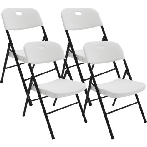 Lot De 4 Chaises Pliantes Rembourrées - Noir, Pieds Métal - Charge 175kg - Pour Salle à Manger, Bureau