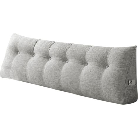 Haloyo® Triangulaire Coussin à Coins, Traversin Tête de lit Support Arrière, Gros Coussin Canapé,Oreiller Cervical Dossier de Soutien Lombaire, 180x50x20cm, Coton et lin,Gris clair