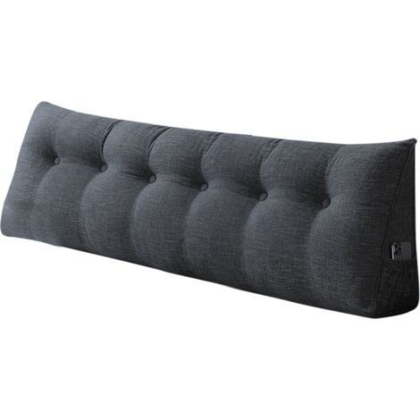 Haloyo® Triangulaire Coussin à Coins, Traversin Tête de lit Support Arrière, Gros Coussin Canapé,Oreiller Cervical Dossier de Soutien Lombaire, 180x50x20cm, Coton et lin,Gris foncé