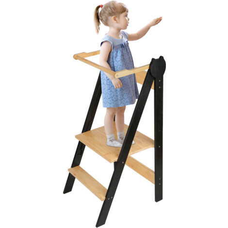 Haloyo® Tour d'Apprentissage pour Enfant Pliable,Chaise Haute Bébé,Tour d'Apprentissage,Sécurité,884545cm,noir