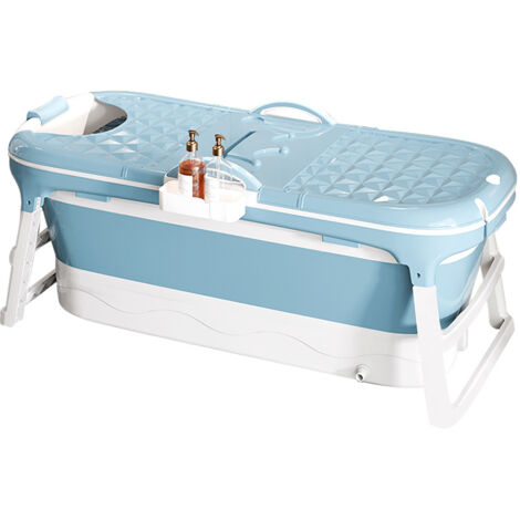 Baignoire pliable pour adulte avec Couvercle amovible salle de bainpour Douche Bathtub pour Salle de Bain 118x60x53cm bleu