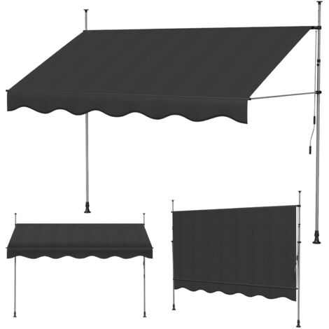 Haloyo® 3x1.2m Store banne manuel rétractable, Auvent manuel rétractable, Inclinaison réglable, Installation rapide, noir (1/5)