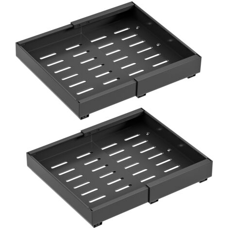 Haloyo® Lot de 2 Tiroir Telescopique Coulissant Cuisine, Tiroirs de Cuisine Coulissants, Rangement Panier Etagere Coulissante pour Placard de Cuisine, 32-52x42x7.5cm-noir