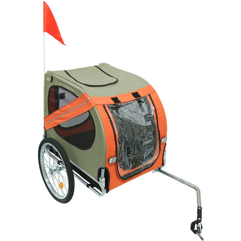 Remorque vélo pour chien,Remorque de vélo pour chiens, avec Attache et Ceinture de sécurité,1377390cm Orange (1/5)