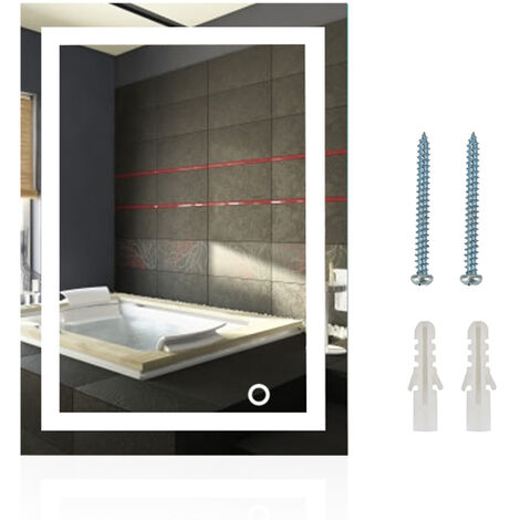 Miroir de salle de bain 50x70cm  miroir mural avec éclairage LED modèle Carré