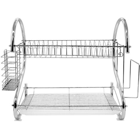 Haloyo – Égouttoir à vaisselle en acier inoxydable – 2 niveaux avec bac d'égouttement – Capacité 40 kg – Pour 17 plats et 20 bols