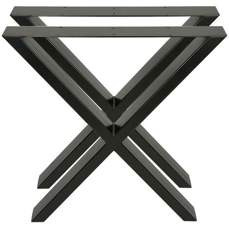 2 pieds de table en acier, noir, pieds de meubles, pieds de table en métal 6772cm