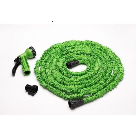 Haloyo – Tuyau d'arrosage rétractable 15M – Double couche en latex extensible – 7 types de pulvérisation – Forte pression d'appui