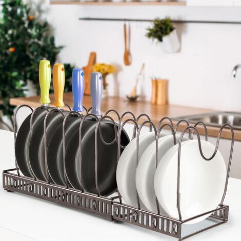 Support et organisateur de couvercles de poêle, support de rangement mural/porte, placard de cuisine, casseroles, couvercles de casseroles et de poêles (peut contenir 5 couvercles