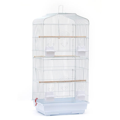 Cage Oiseaux Volière pour Canaries Perruche Calopsitte 46 x 36 x 92 cm Blanc (1/5)