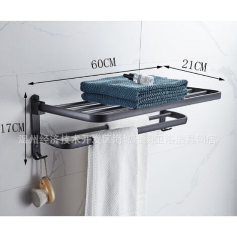 Porte-serviettes pliable Rail de serviette blanche Étagères de salle de  bains en alliage d &'aluminium Accessoires Porte-serviettes murales(Argent)