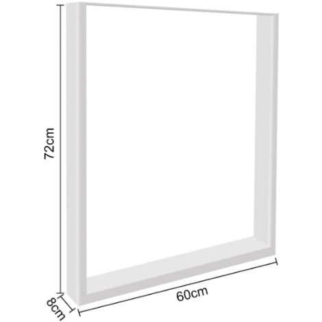 Jeu de 2 Pieds de table en acier format rectangulaire noir, Pieds pour meubles, Pieds de table métal 6072 cm - BLANC