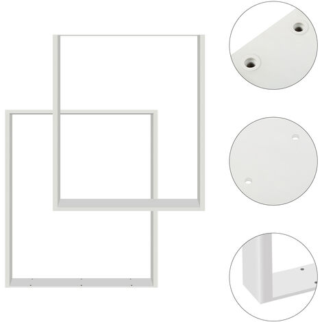 Jeu de 2 Pieds de table en acier format rectangulaire noir, Pieds pour meubles, Pieds de table métal 6072 cm - BLANC