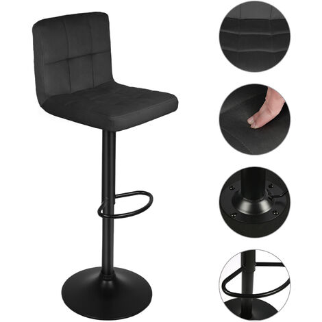 FURWOO Tabouret Chaise De Bar Pivotante Hauteur Réglable - Petit Dossier, Cuir Confortable, Idéal Café, Cuisine Et Salon (Noir)