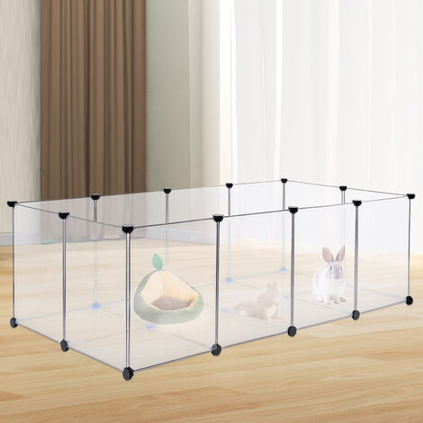 Enclos Petits Animaux Fond, Cage modulable Cochon d’Inde, Hamster, Lapin, Rongeur, Petits Animaux domestiques, Panneaux Transparents 1437147cm