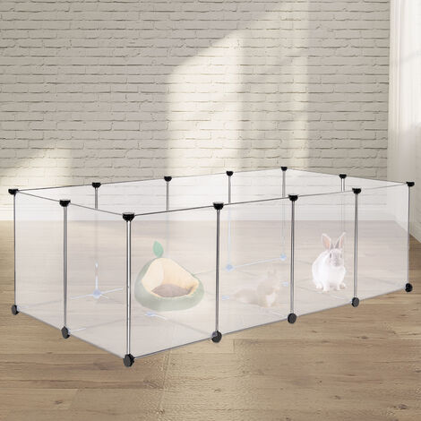 Enclos Petits Animaux Fond, Cage modulable Cochon d’Inde, Hamster, Lapin, Rongeur, Petits Animaux domestiques, Panneaux Transparents 1437147cm