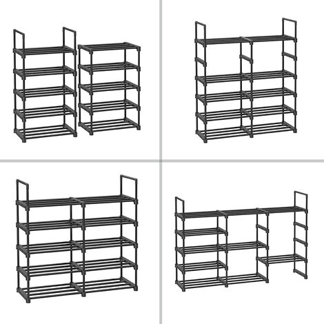 30 Range-Chaussures Réglables UISEBRT - Noir, 3 Niveaux, Antidérapant, Gain De Place Placard