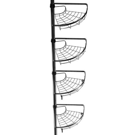 Haloyo – Etagère d'angle de douche télescopique en acier inoxydable – Support réglable 110-280 cm – Installation sans perçage – Noir