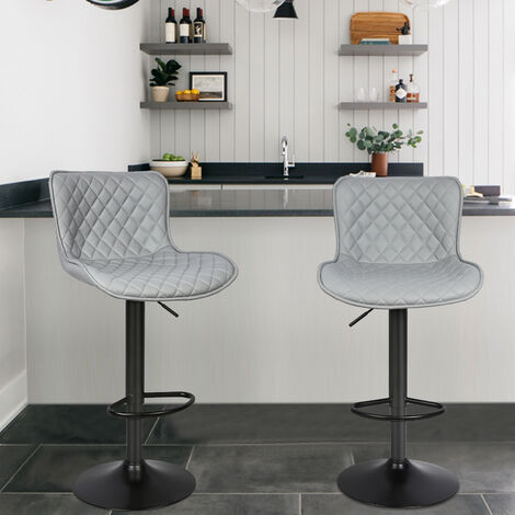2 Tabourets De Bar Pivotants En Bois De Noyer Avec Dossier - Design Moderne Et Confortable Pour îlot De Cuisine, Bar Ou Salon - Couleur Beige, Hauteur 57cm, Siège Large 50cm