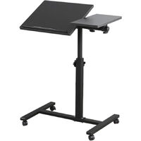 Bureau Mobile avec 4 Roulettes, Bureau Haut, Réglable en Hauteur, Poste de Travail Mobile, Table pour Ordinateur Portable avec Plateau pour Clavier, pour Salon, Chambre, 60 x 34.5 x 58/90 cm, noir