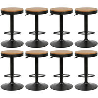 Haloyo Lot de 8 Tabouret de Bar en Bois Vintage pivotant,Chaise de Bar réglable en Hauteur réglable, Noir