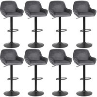 Haloyo Ensemble 8 Tabouret de bar, Chaise haute, rotatif sur 360°,Hauteur réglable,avec Dossier et Repose-pieds,velours,gris foncé