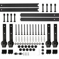 Haloyo 366cm Kit de Simple Porte Quincaillerie de Grange Coulissante Kit Rail Porte Coulissante noir